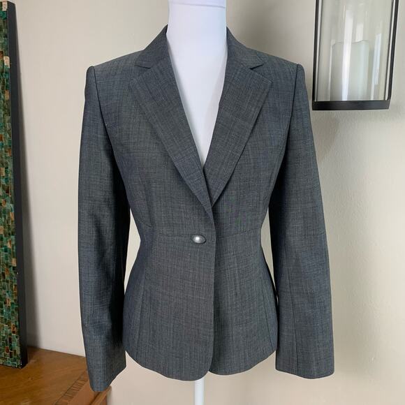 Kasper Size 8 Women's One Button Blazer Jacket Gray Career Work Minimalist - Picture 2 of 12